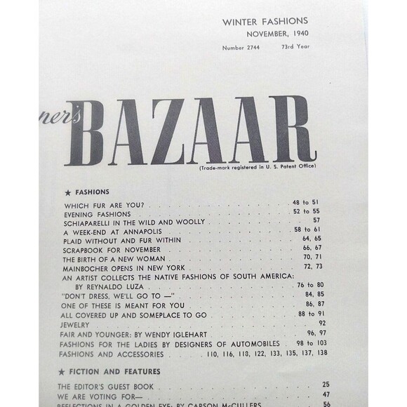 Harpers Bazaar Fashion Magazine November 1940 WW2 Vertes Cover - Picture 8 of 13